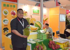Mr Adrian Yoong from TRL SDN BHD TROPICAL RESOURCES (ASIA) LIMITED. The company supplies a variety of tropical fruits from Malaysia, such as durian and dragon fruits.